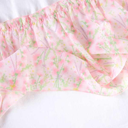 甜豌豆花紋雪紡拼接T恤（100～130）