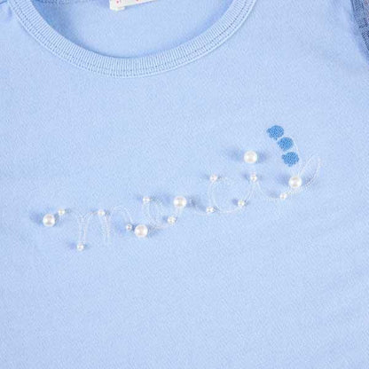 鈴蘭刺繡與珍珠標誌短袖T恤（110～130）