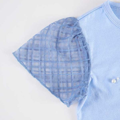 鈴蘭刺繡與珍珠標誌短袖T恤（110～130）