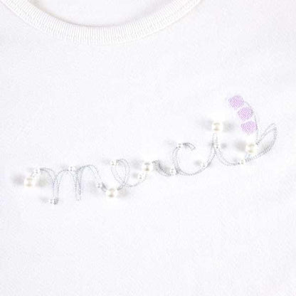 鈴蘭刺繡與珍珠標誌短袖T恤（110～130）