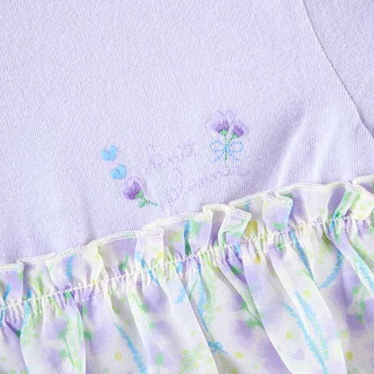 甜豌豆花紋雪紡拼接T恤（100～130）