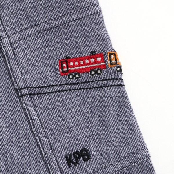 電車刺繡條紋七分褲（80～90）