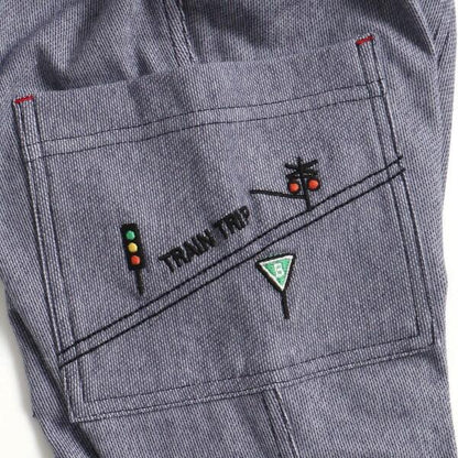 電車刺繡條紋七分褲（80～90）