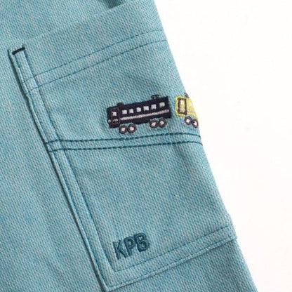 電車刺繡條紋七分褲（80～90）