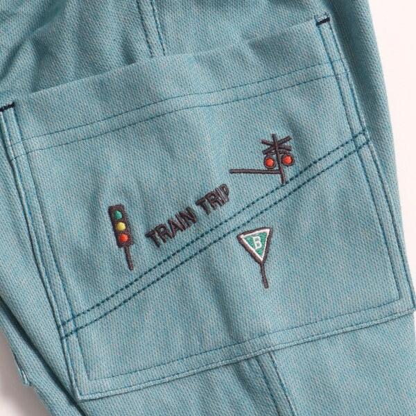 電車刺繡條紋七分褲（80～90）