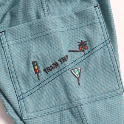 電車刺繡條紋七分褲（80～90）