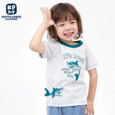 鯊魚圖案短袖T恤（100～130）