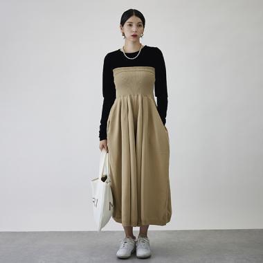 【LADIES】寬鬆腰身2WAY抹胸連體褲