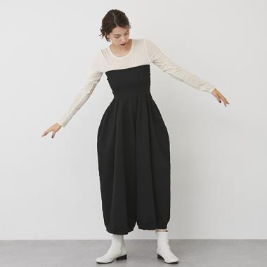 【LADIES】寬鬆腰身2WAY抹胸連體褲