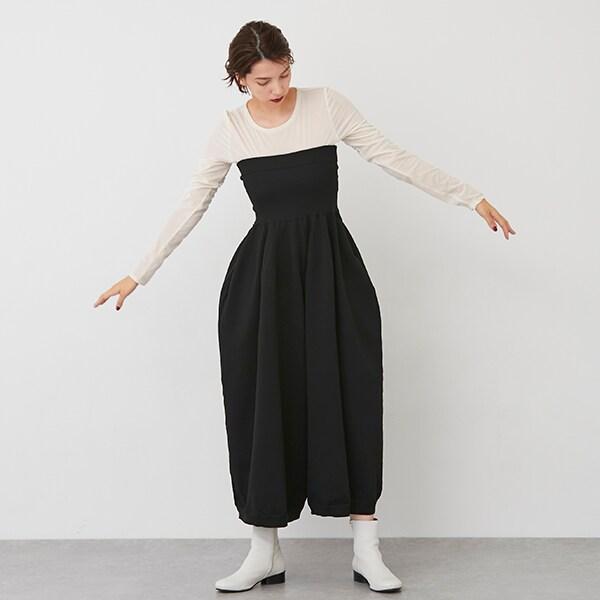 【LADIES】寬鬆腰身2WAY抹胸連體褲