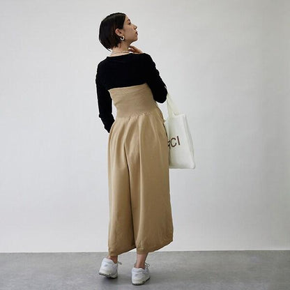 【LADIES】寬鬆腰身2WAY抹胸連體褲