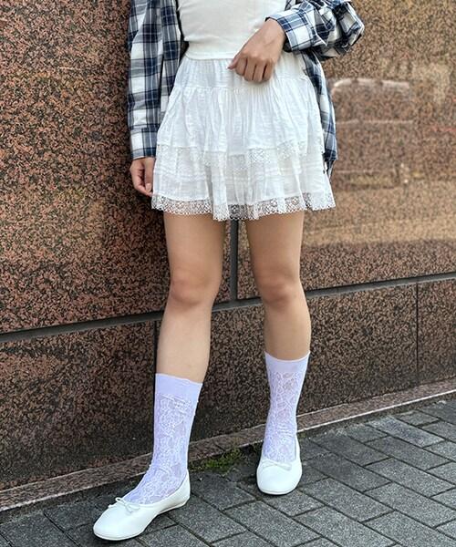 蕾絲層疊裙褲【韓國時尚】