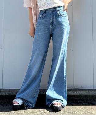 牛仔褲腳加工寬鬆長褲【韓國時尚】