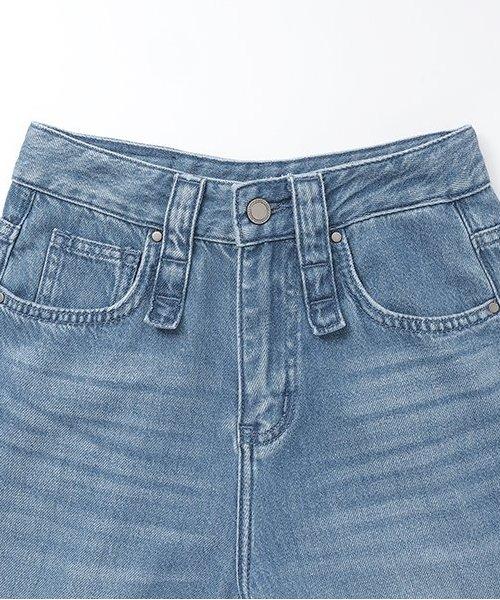 牛仔褲腳加工寬鬆長褲【韓國時尚】