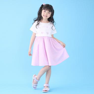 星星圖案格子吊帶連衣裙&T恤套裝