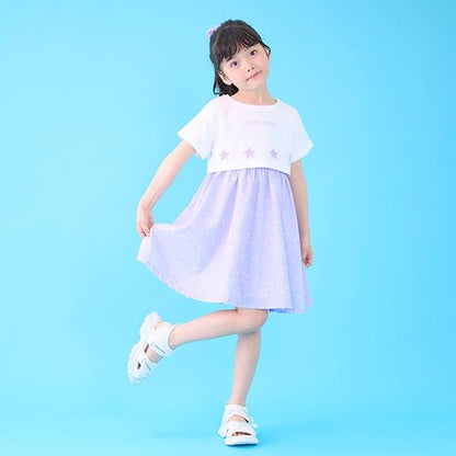 星星圖案格子吊帶連衣裙&T恤套裝