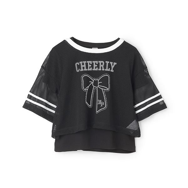 蝴蝶結網眼T恤套裝