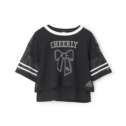 蝴蝶結網眼T恤套裝