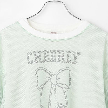 蝴蝶結網眼T恤套裝