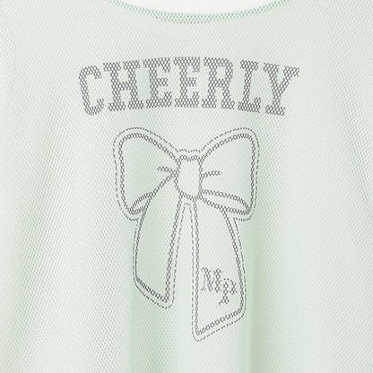 蝴蝶結網眼T恤套裝