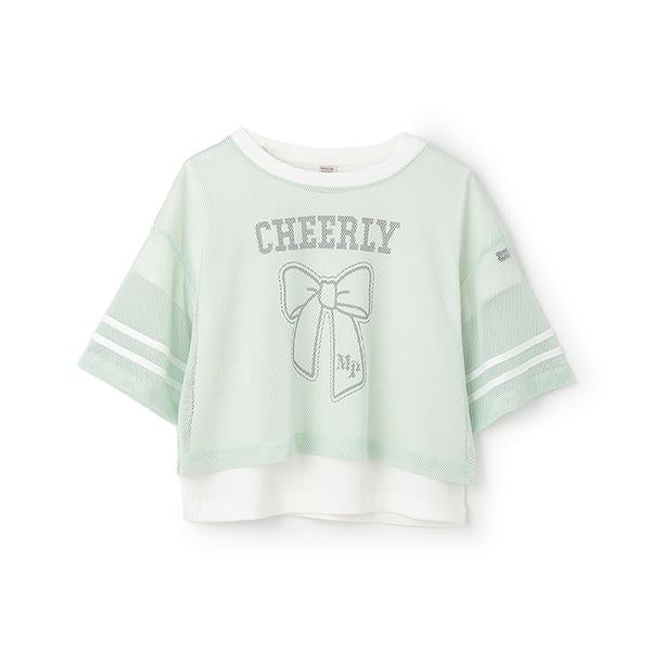 蝴蝶結網眼T恤套裝