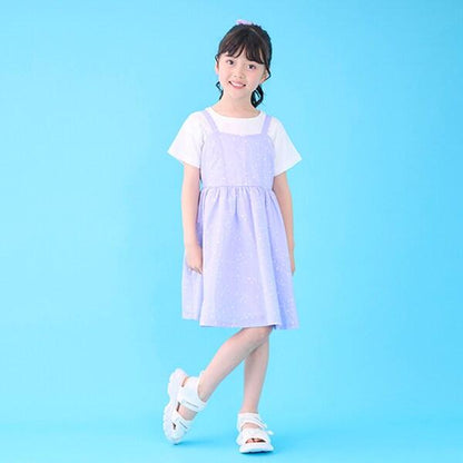 星星圖案格子吊帶連衣裙&T恤套裝