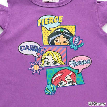 防汙防潑水《迪士尼》公主蝴蝶結袖一字肩T恤