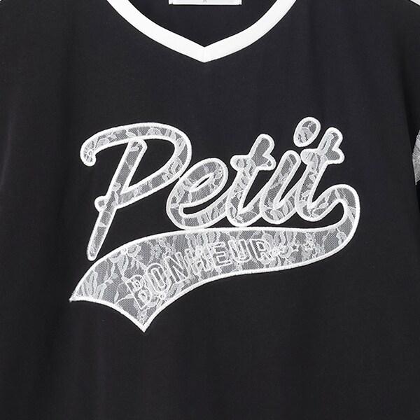 【接觸冷感】蕾絲貼布繡標刺繡T恤