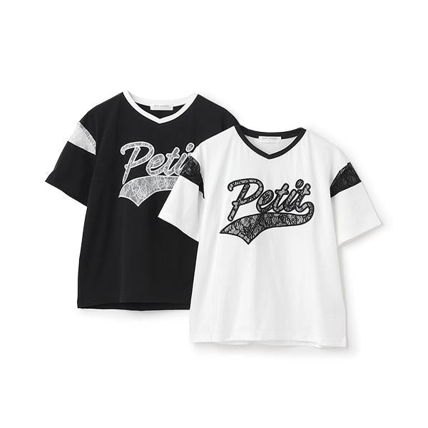 【接觸冷感】蕾絲貼布繡標刺繡T恤