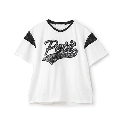 【接觸冷感】蕾絲貼布繡標刺繡T恤