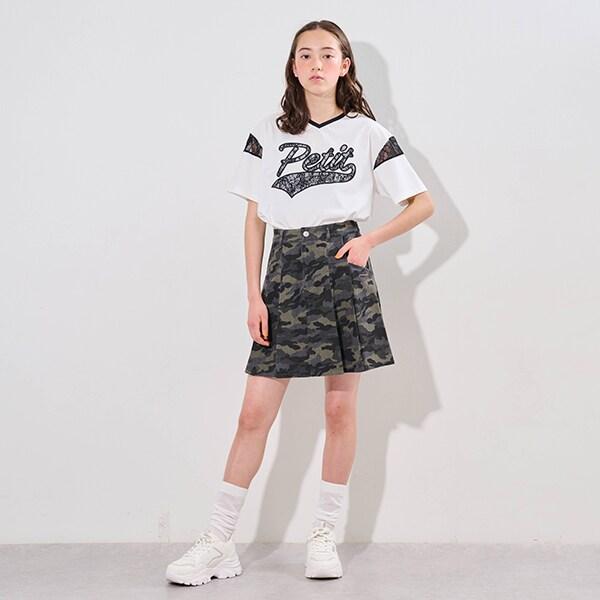 【接觸冷感】蕾絲貼布繡標刺繡T恤