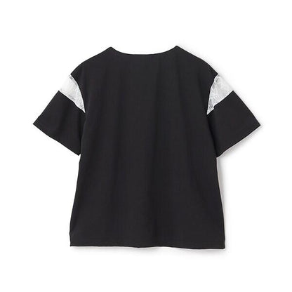 【接觸冷感】蕾絲貼布繡標刺繡T恤