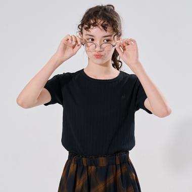 【AMI】鏤空花邊T恤