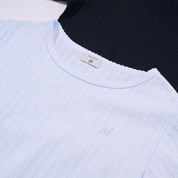 【AMI】鏤空花邊T恤