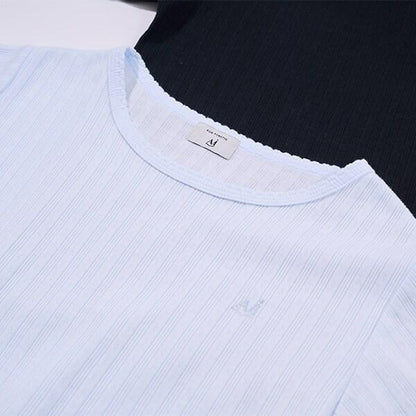 【AMI】鏤空花邊T恤