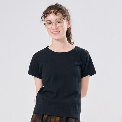 【AMI】鏤空花邊T恤