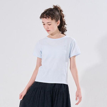 【AMI】鏤空花邊T恤