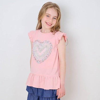 荷葉邊愛心無袖T恤