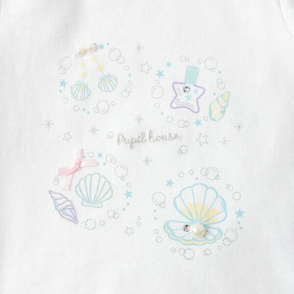 貝殼刺繡露肩短袖T恤
