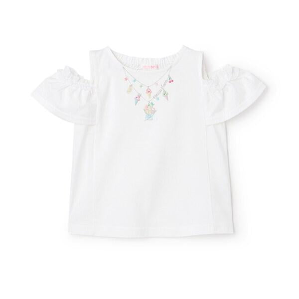 項鍊刺繡露肩兩穿短袖T恤