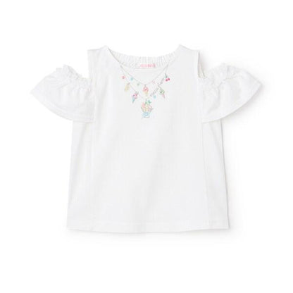 項鍊刺繡露肩兩穿短袖T恤