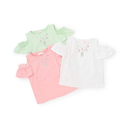 項鍊刺繡露肩兩穿短袖T恤