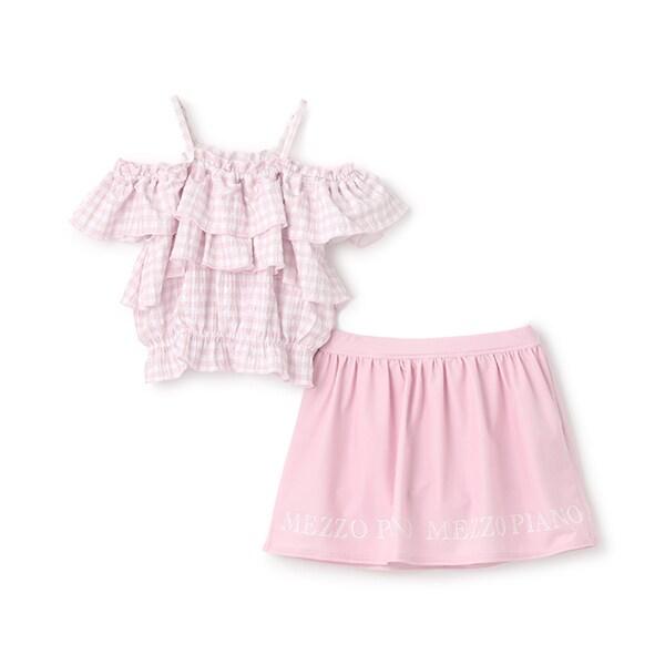 【SWIM】一字肩荷葉邊分體泳衣