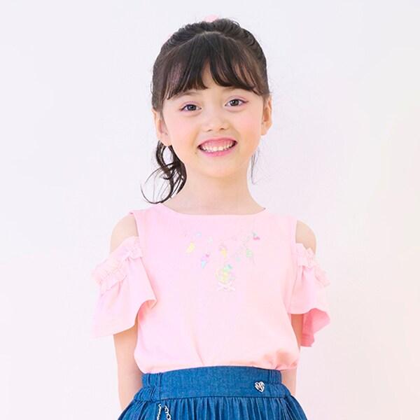 項鍊刺繡露肩兩穿短袖T恤