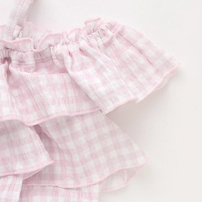 【SWIM】一字肩荷葉邊分體泳衣