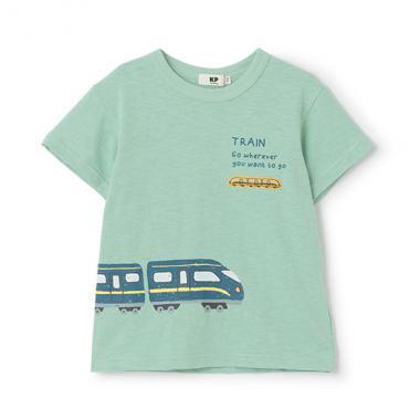 電車印花竹節棉短袖T恤