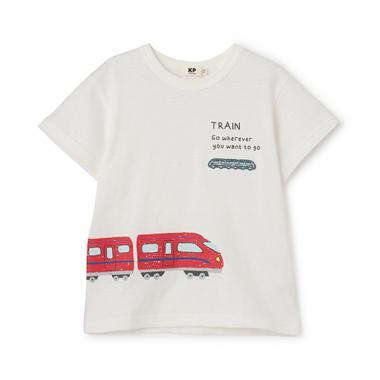 電車印花竹節棉短袖T恤
