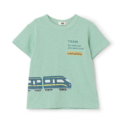電車印花竹節棉短袖T恤