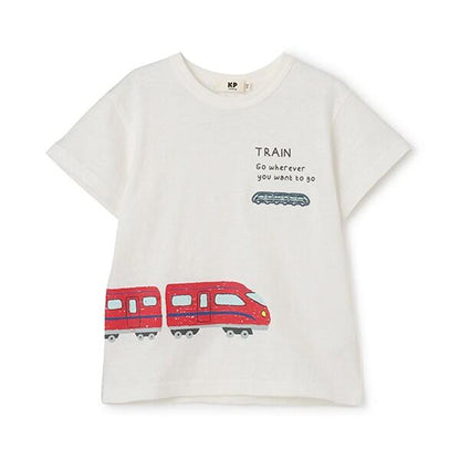 電車印花竹節棉短袖T恤