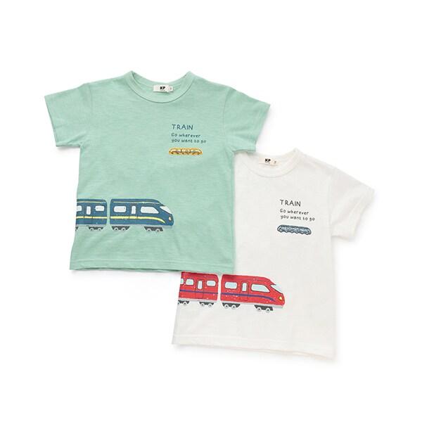 電車印花竹節棉短袖T恤